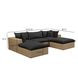 Cali Black Fabric & Brown Wicker Modular Outdoor Small U-Chaise Sectional