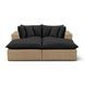 Cali Black Fabric & Brown Wicker Modular Outdoor Double Chaise