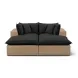 Cali Black Fabric & Brown Wicker Modular Outdoor Double Chaise