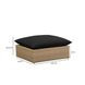 Cali Black Performance Fabric & Brown Wicker Outdoor Ottoman