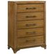 Talcott Warm Honey Brown Upholstered Storage Platform Bedroom Set with LED