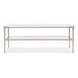Mosaic Champagne Gold and White Rectangular Marble Top Jen Cocktail Table
