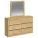 Camelot Natural 6 Drawer Dresser and Rectangular Mirror