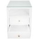 Roscoe White Lacquer Square 2 Drawer Glass Top Side Table