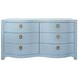 Rosie Textured Light Blue Linen 6 Drawer Dresser