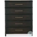 Havenwood Dark Wood Rattan 5 Drawer Wood Chest