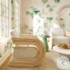 Lauretta Cream Fabric and Natural Rattan Accent Chair