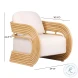Lauretta Cream Fabric and Natural Rattan Accent Chair