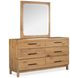 Davenport Rustic Caramel 6 Drawer Dresser with Square Mirror
