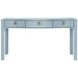 Sabrina Light Blue 60" Glass Top Console Table with 3 Drawers
