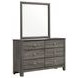Santino Gray 6 Drawer Dresser and Rectangular Mirror