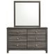 Santino Gray 6 Drawer Dresser and Rectangular Mirror