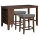 Veronica Walnut and Dark Gray Upholstered 3 Piece Kitchen Island Set with USB Charging