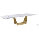 Scarlette Matte White And Brushed Gold Extendable Dining Table