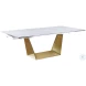 Scarlette Matte White And Brushed Gold Extendable Dining Table