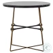 Stefan Black Marble And Textured Stain Brass Black Metal Side Table