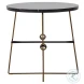 Stefan Black Marble And Textured Stain Brass Black Metal Side Table