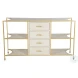 Jeanelle Cerused White And Stained Gold TV Stand