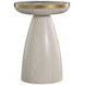 Cain Cerused Light Natural and Antique Brass Round Marble Top Side Table