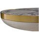 Cain Cerused Light Natural and Antique Brass Round Marble Top Side Table