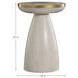 Cain Cerused Light Natural and Antique Brass Round Marble Top Side Table