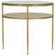 Constance Antique Brass Leaf and White Round Glass Top Side Table