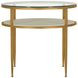Constance Antique Brass Leaf and White Round Glass Top Side Table