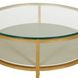 Constance Antique Brass Leaf and White Round Glass Top Side Table