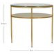 Constance Antique Brass Leaf and White Round Glass Top Side Table