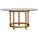 Gwen Satin Oak 56" Round Glass Top Dining Table
