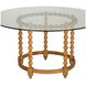 Gwen Satin Oak 56" Round Glass Top Dining Table