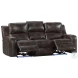 Silhouette Bolero Coffee Dual Power Reclining Sofa with Drop Down Table