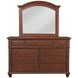 Sedona Cinnamon Cherry 7 Drawer Dresser and Arched Mirror
