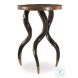 Faux Horn Antique And Black Lacquer Horn Ebony Chairside Table