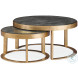 Lunsford Graphite Scagliola And Burnished Gold Leaf Nesting Occasional Table Set