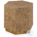 Aidan Travertine Veneer And Brass Hexagon Accent Table