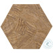 Aidan Travertine Veneer And Brass Hexagon Accent Table