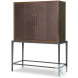 Scheffer Deep Brown Leather And Bronze Bar Cabinet