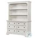 Olivia Brushed White Hutch and Bookcase with 3 Shelves