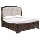 Lyndhurst Walnut and Beige King Upholstered Storage Sleigh Bed