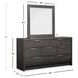 Kinsley Black Heron 7 Drawer Dresser with Portrait Mirror