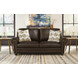 Brookstone Chocolate 61" Leather Loveseat with Nailhead Trim