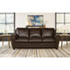 Brookstone Chocolate 86" Leather Sofa with Nailhead Trim