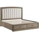 Sonoma Gray Upholstered Queen Panel Bed with 2 Front Storage Drawers
