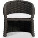 Salinas Dark Umber and White Performance Fabric Outdoor Arm Chair