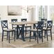 Darcy Beige and Midnight Blue Extendable Rectangular Counter Height Dining Room Set
