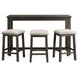 Stanford Taupe and Smokey Walnut Upholstered 4 Piece Bar Table Set with USB Charging