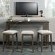 Stanford Taupe and Smokey Walnut Upholstered 4 Piece Bar Table Set with USB Charging