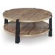 Ridgester Light Brown and Matte Black Round Cocktail Table