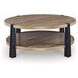 Ridgester Light Brown and Matte Black Round Cocktail Table
